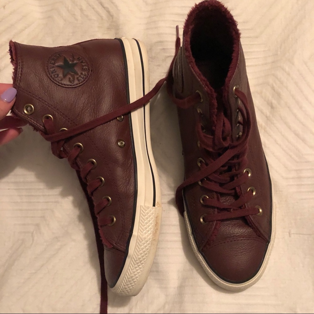 Burgundy Converse with fleece lining